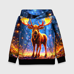 Толстовка-худи детская Лосенок в лесу, цвет: 3D-черный