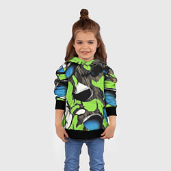 Толстовка-худи детская Объемный камуфляж из слоев, цвет: 3D-черный — фото 2