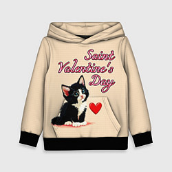 Толстовка-худи детская Saint Valentines Day, цвет: 3D-черный