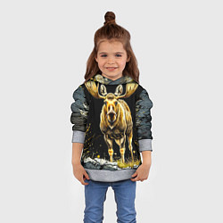 Толстовка-худи детская Лось на черном, цвет: 3D-меланж — фото 2