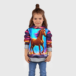 Толстовка-худи детская Лошадь в ярких лучах, цвет: 3D-меланж — фото 2