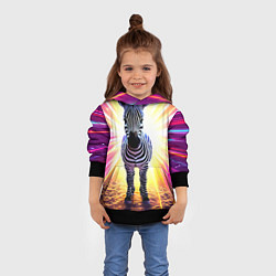 Толстовка-худи детская Зебра в ярких лучах, цвет: 3D-черный — фото 2