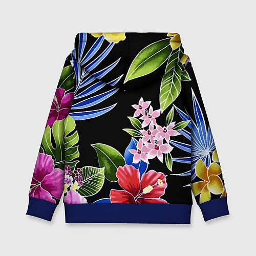 Детская толстовка Tropical flowers - aloha / 3D-Синий – фото 2