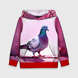 Толстовка-худи детская Голубь в розовом, цвет: 3D-красный