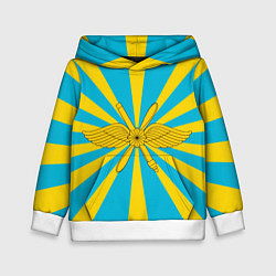 Толстовка-худи детская Воздушно-космические силы, цвет: 3D-белый