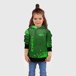 Толстовка-худи детская Chery - green gradient вертикально, цвет: 3D-черный — фото 2