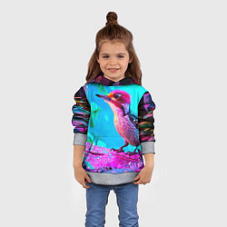 Толстовка-худи детская Дятел и яркий пейзаж, цвет: 3D-меланж — фото 2
