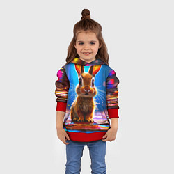 Толстовка-худи детская Ушастый зайка, цвет: 3D-красный — фото 2