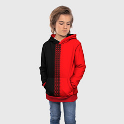 Толстовка-худи детская Чёрно-красный двуцветный с полосой посередине, цвет: 3D-красный — фото 2