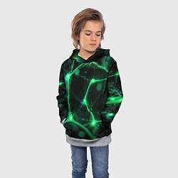 Толстовка-худи детская Зеленый нейроны, цвет: 3D-меланж — фото 2