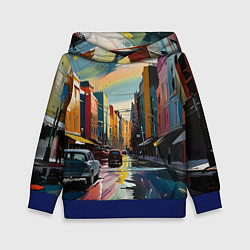 Толстовка-худи детская Улица в стиле экспрессионизм, цвет: 3D-синий