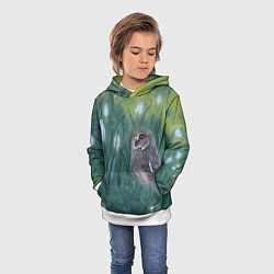 Толстовка-худи детская Сова среди подснежников, цвет: 3D-белый — фото 2