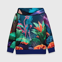 Толстовка-худи детская Морские растения, цвет: 3D-синий