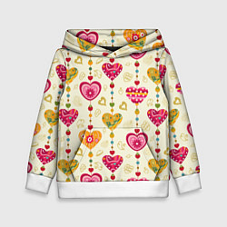 Толстовка-худи детская Сердечки подборка, цвет: 3D-белый