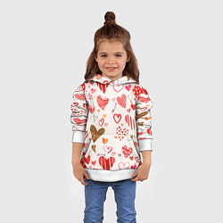 Толстовка-худи детская Любовный паттерн, цвет: 3D-белый — фото 2