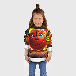 Толстовка-худи детская Веселый баскетбольный мяч, цвет: 3D-белый — фото 2