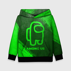Толстовка-худи детская Among Us - green gradient, цвет: 3D-черный