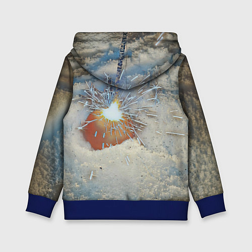 Детская толстовка Искрящийся мандарин на снегу / 3D-Синий – фото 2