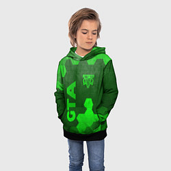 Толстовка-худи детская GTA - green gradient вертикально, цвет: 3D-черный — фото 2