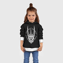 Толстовка-худи детская Саурон и руны кольца Властелин колец, цвет: 3D-белый — фото 2