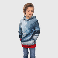 Толстовка-худи детская Зимний горный пейзаж маслом, цвет: 3D-красный — фото 2