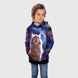 Толстовка-худи детская Невская маскарадная кошка в космосе, цвет: 3D-черный — фото 2