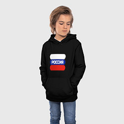 Толстовка-худи детская Флаг России на чёрном с надписью, цвет: 3D-черный — фото 2