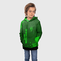 Толстовка-худи детская The Witcher - green gradient вертикально, цвет: 3D-черный — фото 2