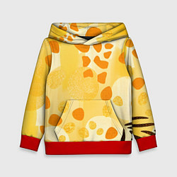 Толстовка-худи детская Солнечные пятна жирафа, цвет: 3D-красный