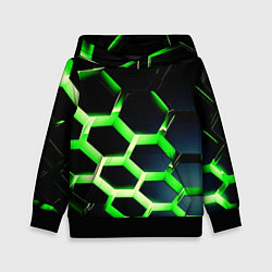 Толстовка-худи детская Neon Honeycombs, цвет: 3D-черный