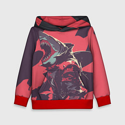 Толстовка-худи детская Орущая акула, цвет: 3D-красный