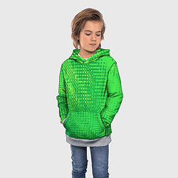 Толстовка-худи детская Сочный зелёный абстрактный, цвет: 3D-меланж — фото 2