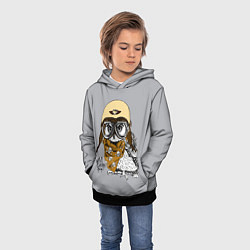 Толстовка-худи детская Owl - wild crazy guy, цвет: 3D-черный — фото 2