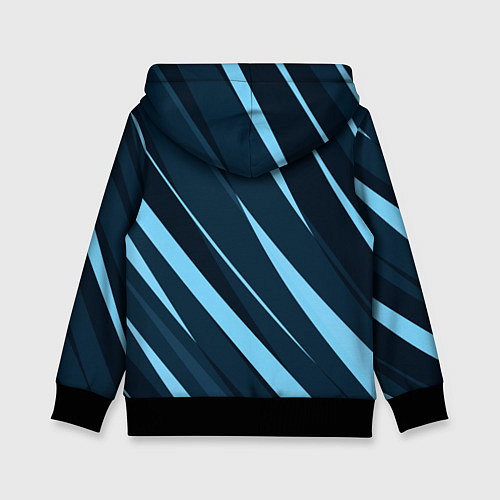 Детская толстовка Тёмный бирюзовый контрастные полосы / 3D-Черный – фото 2