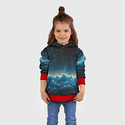 Толстовка-худи детская Облака и черное небо текстура, цвет: 3D-красный — фото 2