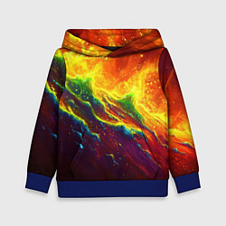 Толстовка-худи детская Абстрактные волны с огнем, цвет: 3D-синий