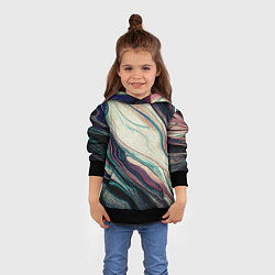 Толстовка-худи детская Абстракция тёмные краски с текстурой, цвет: 3D-черный — фото 2