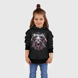 Толстовка-худи детская Metallica - cool skull with horns, цвет: 3D-черный — фото 2