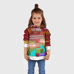 Толстовка-худи детская Try again - Minecraft, цвет: 3D-белый — фото 2