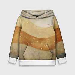 Толстовка-худи детская Бежево-золотые полосы с блестками, цвет: 3D-белый