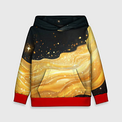 Толстовка-худи детская Золотистая материя на черном фоне, цвет: 3D-красный
