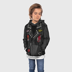 Толстовка-худи детская Косуха с нашивкой самурая киберпанк, цвет: 3D-белый — фото 2