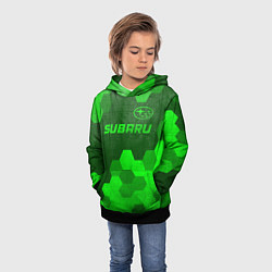 Толстовка-худи детская Subaru - green gradient посередине, цвет: 3D-черный — фото 2
