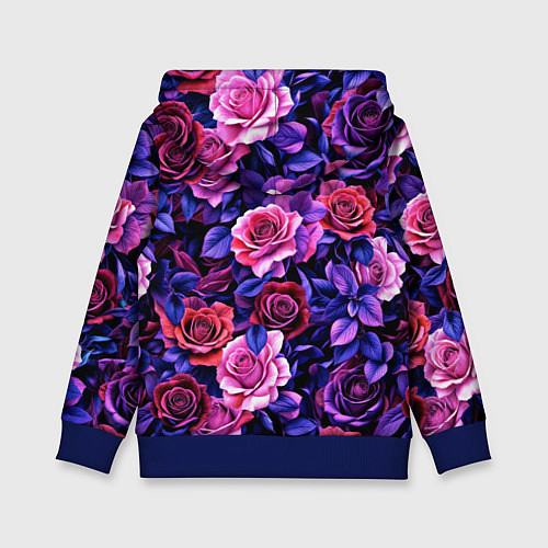 Детская толстовка Разноцветные цветы - синие розы паттерн / 3D-Синий – фото 2
