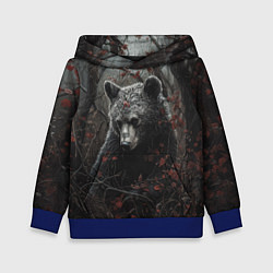 Толстовка-худи детская Бурый мишка в дремучем лесу, цвет: 3D-синий