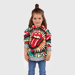Толстовка-худи детская Logo of the Rolling Stones - pop art, цвет: 3D-меланж — фото 2