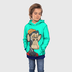 Толстовка-худи детская NFT ape steel, цвет: 3D-синий — фото 2