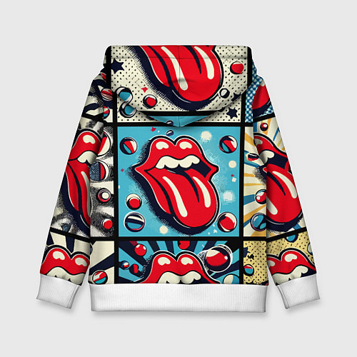 Детская толстовка Rolling Stones logo - pop art / 3D-Белый – фото 2