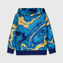 Толстовка-худи детская Синий мрамор с золотом, цвет: 3D-синий
