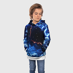 Толстовка-худи детская Звезды и молнии в разломе плит, цвет: 3D-белый — фото 2